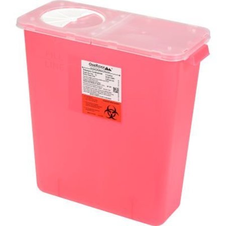 OAKRIDGE PRODUCTS-113906 Oakridge Products 3 Gallon Sharps Container w/ Split Rotor Lid, Red 0330-150R